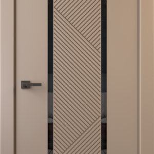 Межкомнатная дверь, ALTRO 5F (глухое, с молдингом, с черным стеклом)
