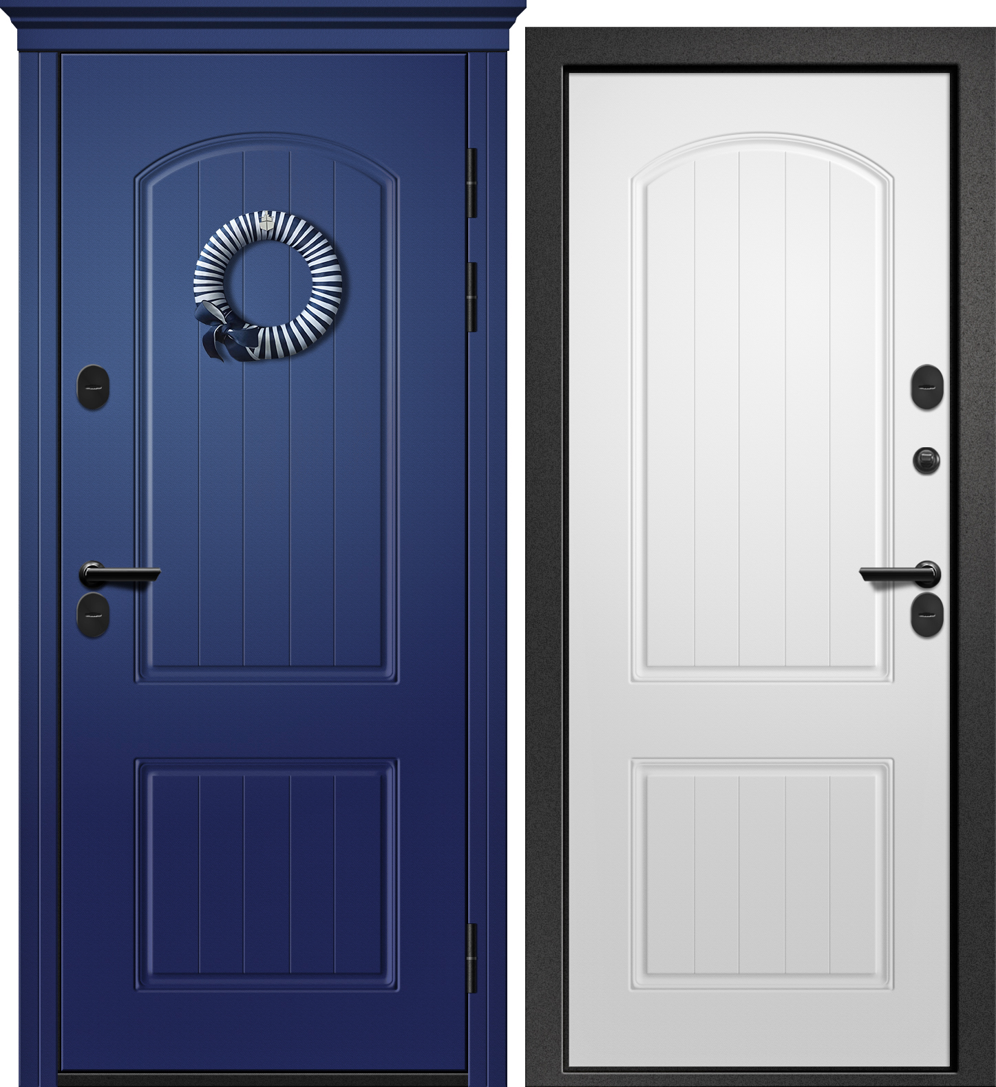 ТРИЕРА - 200 NEW - RAL 9005+RAL 9016 (грунт белый) - Холст сапфировый 282 - Холст белый 282